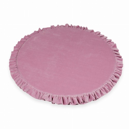 Mata do zabawy okrągła z falbanką 100 cm, Velvet Soft, różowy