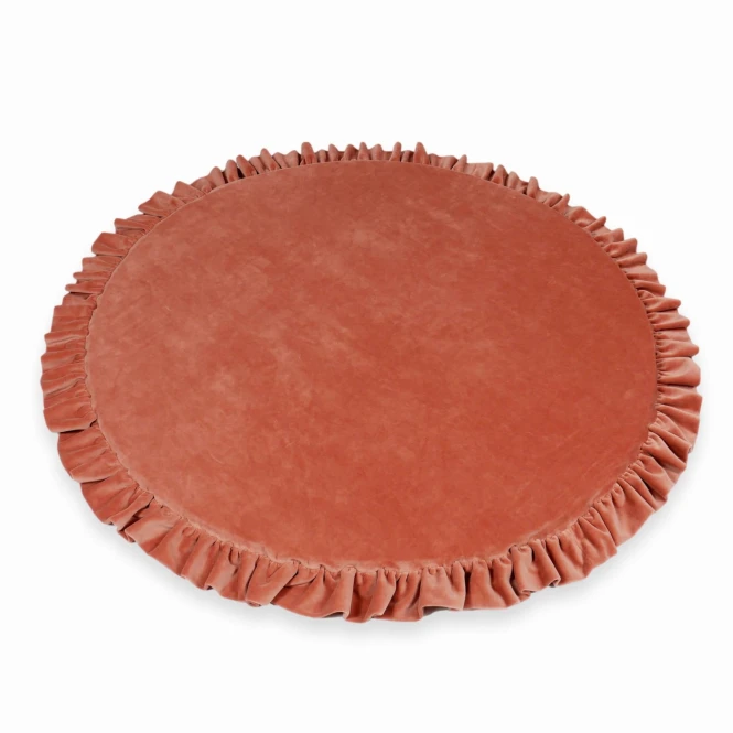 Mata do zabawy okrągła z falbanką 100 cm, Velvet Soft, canyon Clay