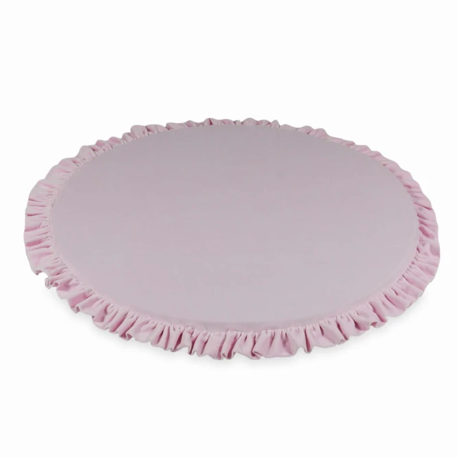 Mata do zabawy okrągła z falbanką 100 cm, Velvet Soft, jasnoróżowy