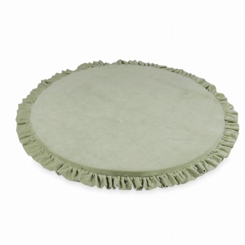 Mata do zabawy okrągła z falbanką 100 cm, Velvet Soft, jasnomiętowy