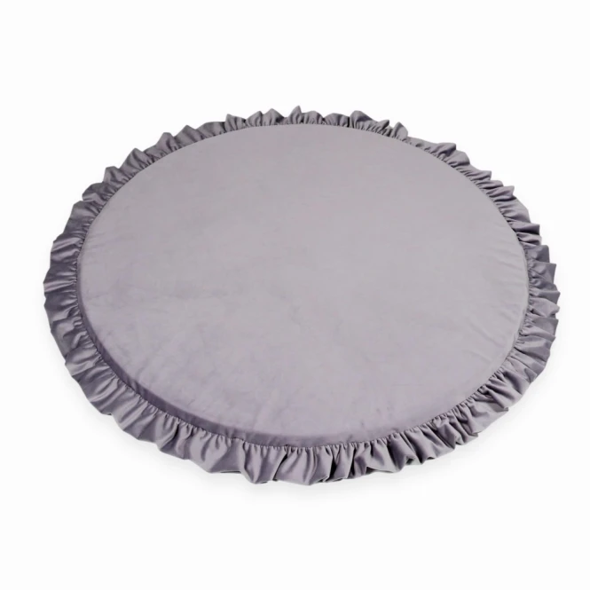 Mata do zabawy okrągła z falbanką 100 cm, Velvet, liliowy