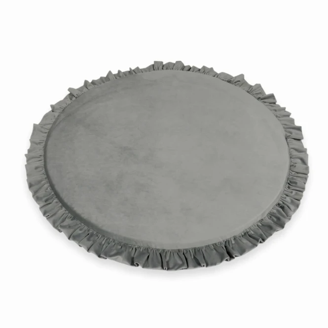 Mata do zabawy okrągła z falbanką 100 cm, Velvet, szary