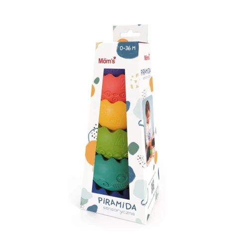 Pastelowa piramida sensoryczna 6 elementów - Mom's Care 6m+