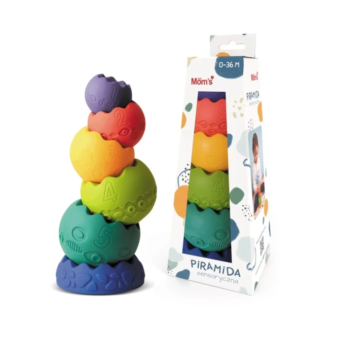 Pastelowa piramida sensoryczna 6 elementów - Mom's Care 6m+