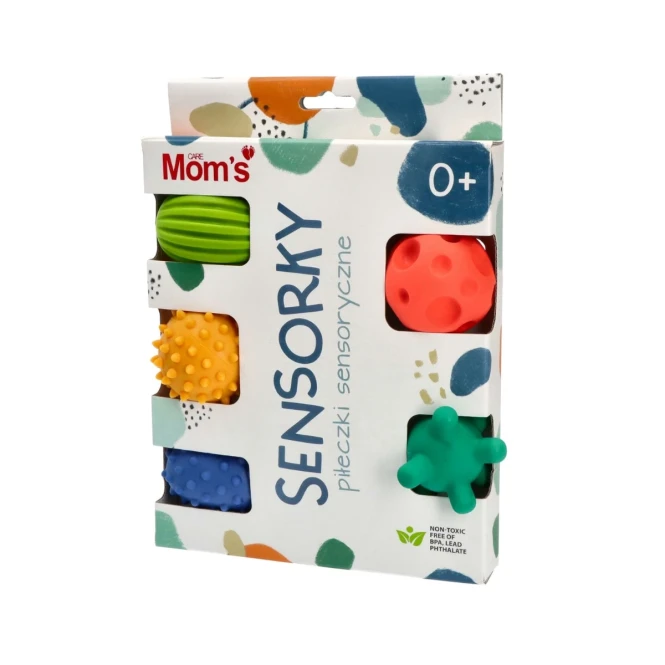 Pastelowe sensoryczne piłeczki Sensorky 5 sztuk 6m+ Mom's Care