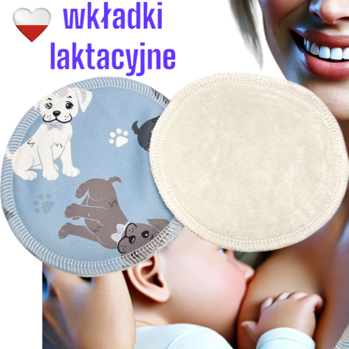 Wkładki laktacyjne PUL bambus pieski niebieskie – NappiMe