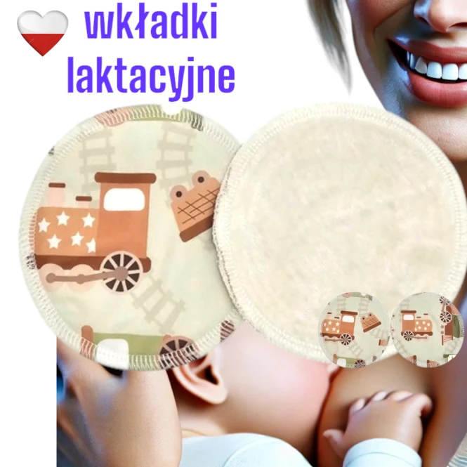 Wkładki laktacyjne PUL bambus pociągi zielone – NappiMe