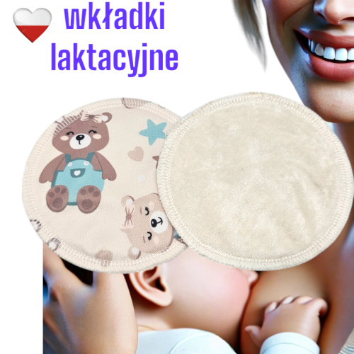 Wkładki laktacyjne PUL bambus misie miętowe – NappiMe