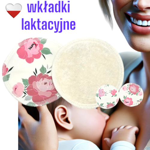 Wkładki laktacyjne PUL bambus piwonie – NappiMe