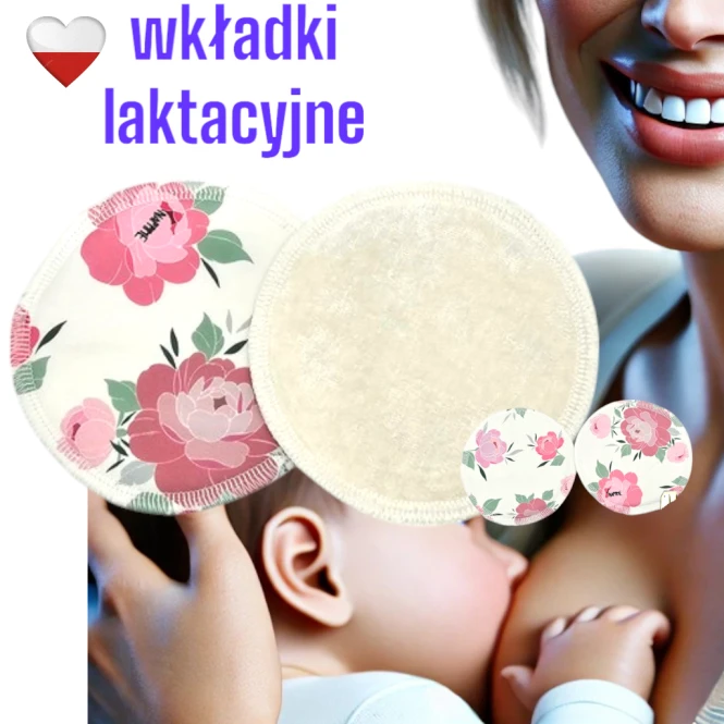 Wkładki laktacyjne PUL bambus piwonie – NappiMe