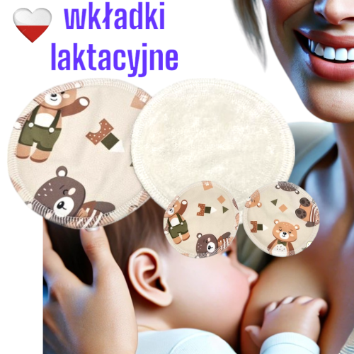 Wkładki laktacyjne PUL bambus misie zielone – NappiMe