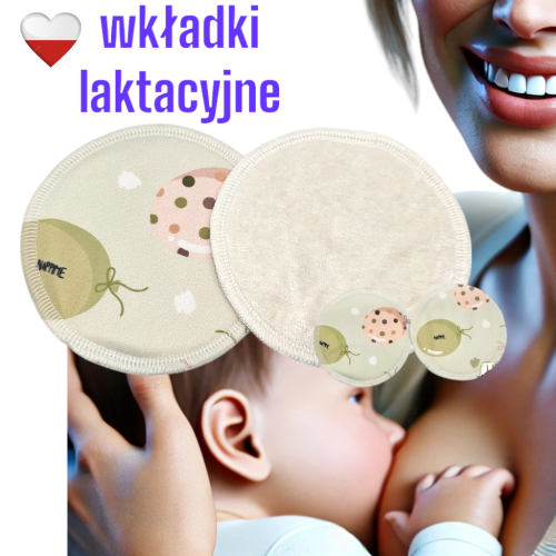 Wkładki laktacyjne PUL bambus balony zielone – NappiMe