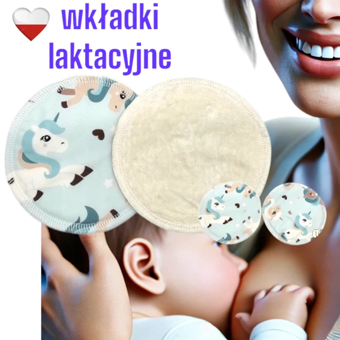 Wkładki laktacyjne PUL bambus jednorożce miętowe – NappiMe