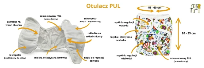 Otulacz PUL z rzepem tukany, pieluszka wielorazowa – NappiMe
