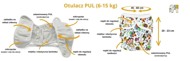 Otulacz PUL misie miętowe, pieluszka wielorazowa – NappiMe