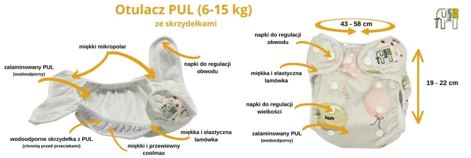 Otulacz PUL ze skrzydełakmi sarenki, pieluszka wielorazowa – NappiMe