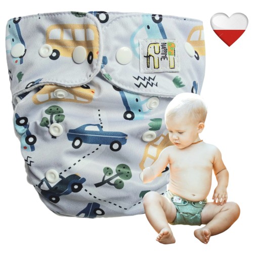 Mini kieszonka bambus samochody, pieluszka wielorazowa – NappiMe