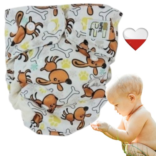 Mini kieszonka mikropolar pieski, pieluszka wielorazowa – NappiMe