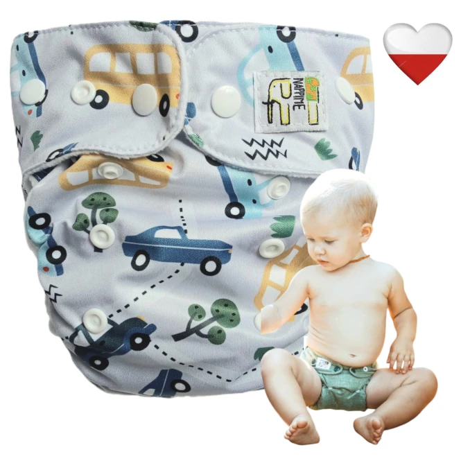 Mini kieszonka mikropolar samochody, pieluszka wielorazowa – NappiMe