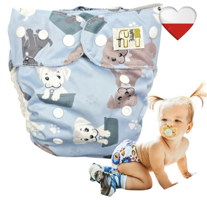 Mini kieszonka mikropolar pieski niebieskie, pieluszka wielorazowa – NappiMe