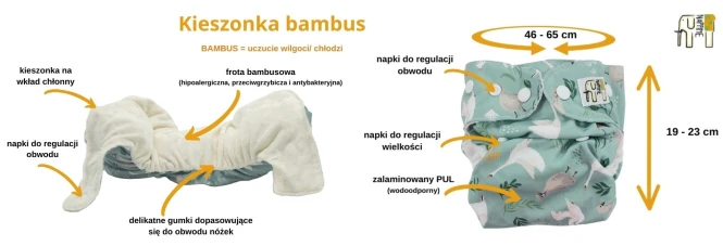 Kieszonka bambus kot w butach, pieluszka wielorazowa – NappiMe