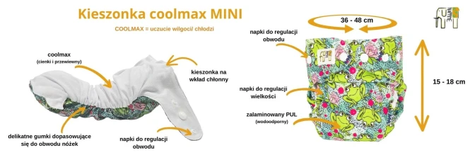Mini kieszonka coolmax rowery, pieluszka wielorazowa – NappiMe