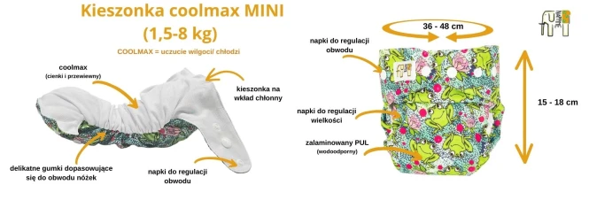 Mini kieszonka coolmax dino, pieluszka wielorazowa – NappiMe