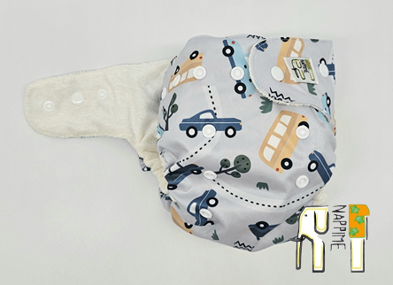 Mini kieszonka bambus samochody, pieluszka wielorazowa – NappiMe
