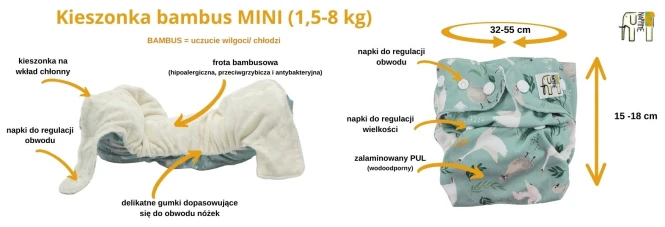 Mini kieszonka bambus kameleony, pieluszka wielorazowa – NappiMe