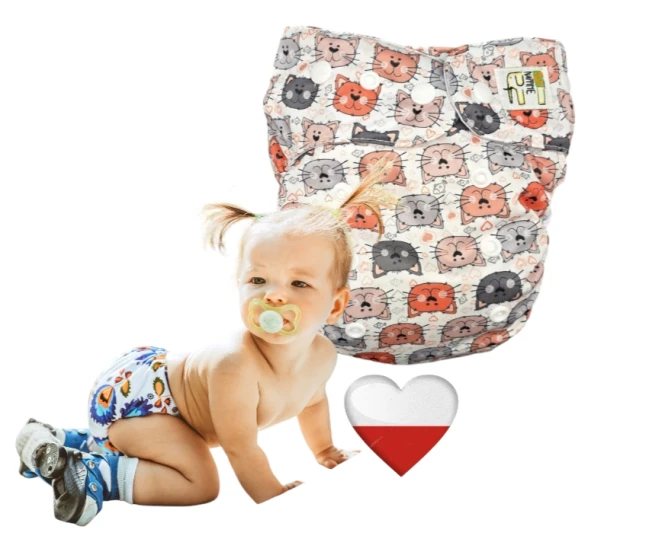 Mini kieszonka bambus koty, pieluszka wielorazowa – NappiMe