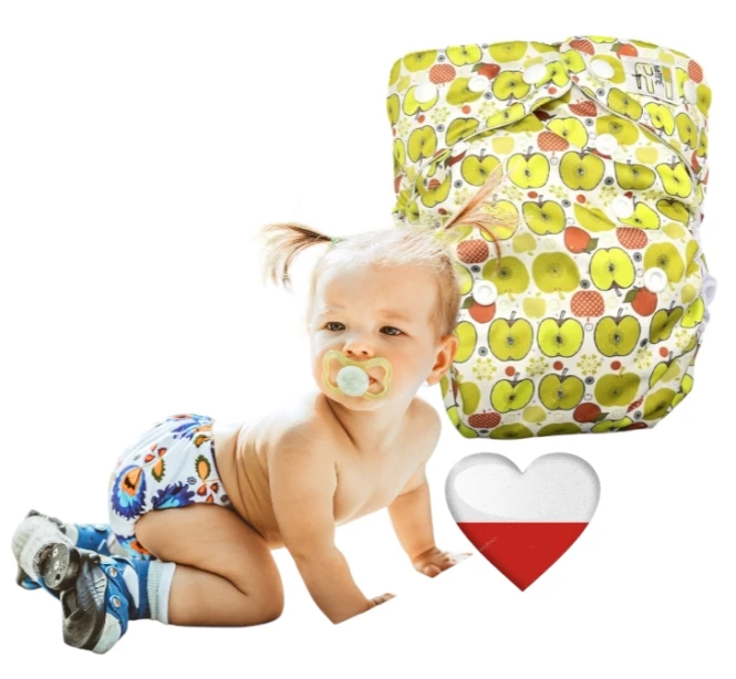Mini kieszonka bambus jabłka, pieluszka wielorazowa – NappiMe