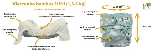 Mini kieszonka bambus jednorożce, pieluszka wielorazowa – NappiMe