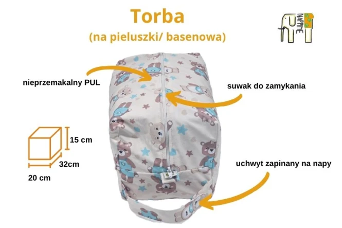 Torba na pieluszki misie zielone – NappiMe