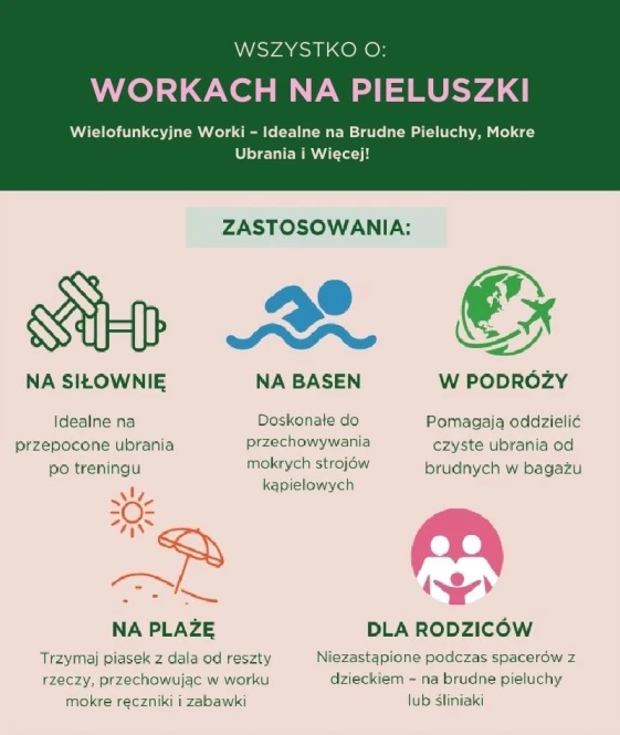 Worek na pieluszki PUL misie miętowe – NappiMe