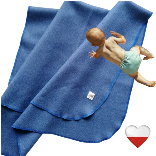 Kocyk podkład wełniany niebieski 90x60 – NappiMe