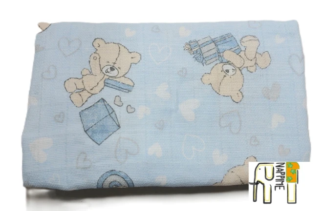 Pieluszka tetrowa niebieskie misie – NappiMe